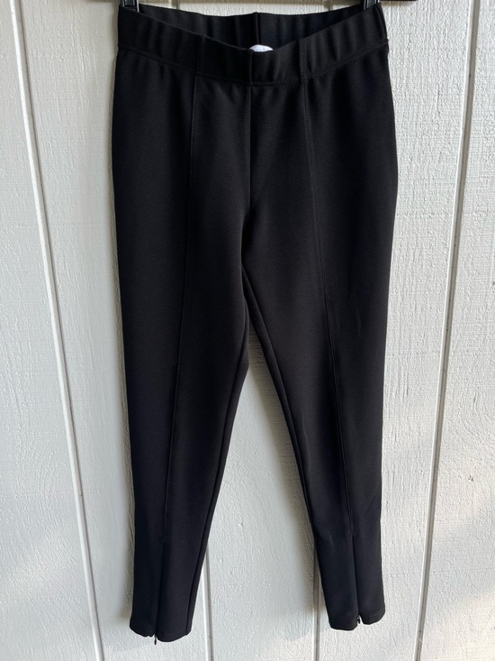 Duette NYC Black Ponte Leggings High Waist with Front Ankle Zip Size XS